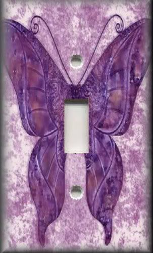 a purple butterfly light switch plate cover