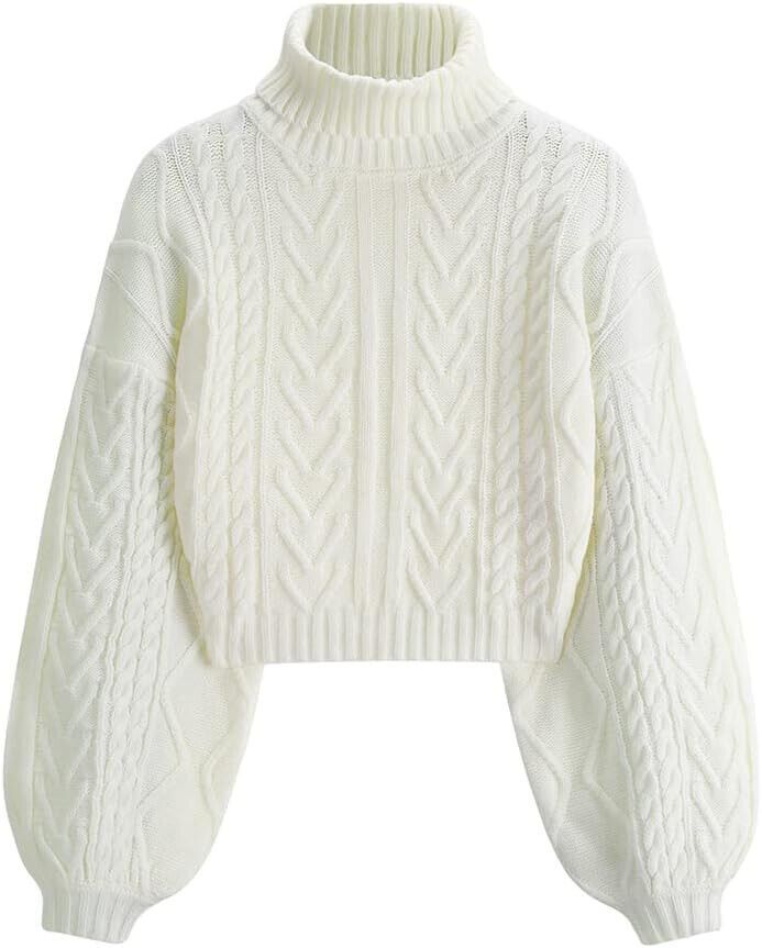 NEW W/TAG $46 IVORY/CREAM OFF WHITE WOMEN'S SIZE S SMALL RIBBED OVELY DESIGN ON IT LATERN SLEEVES TURTLENECK ZAFUL Women's Cropped Turtleneck Sweater Lantern Sleeve Ri About this item Fabric: Made of soft knitted fabric, stretchy and comfy to wear. Crop knit sweater perfect for spring, fall and winter Size: S-US 4, . Features: With the mock neck and turtleneck design, and the long lantern sleeves to bring an adorable defined profile, this pullover sweater is a great way to update your knitwear collection Occasions: Cropped sweaters for women suitable for any occasion such as vacation, holiday, home, sport, school, hang out, casual and daily wear Collocation: Complete the look with your high waist jeans, leggings and skinny pants.High neck sweater also easy to layering with cardigan or jack Crop Knit Sweater, Cropped Turtleneck Sweater, Cream Turtleneck, Cropped Turtleneck, Cropped Knit Sweater, White Turtleneck, High Neck Sweater, Sweater Jumper, Knit Turtleneck Sweater