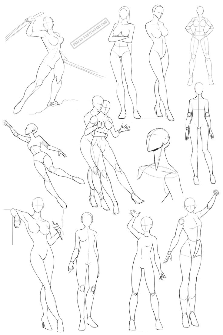 a bunch of different poses and body shapes