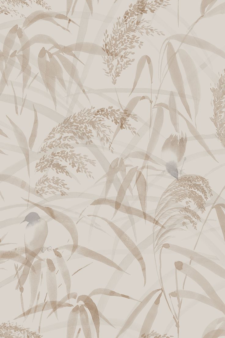 an image of a wallpaper with grass and flowers on it in sepia tones