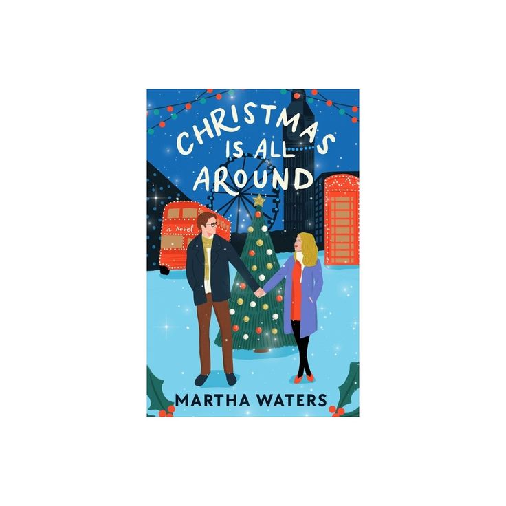 the cover of christmas is all around, featuring two people standing in front of a christmas tree