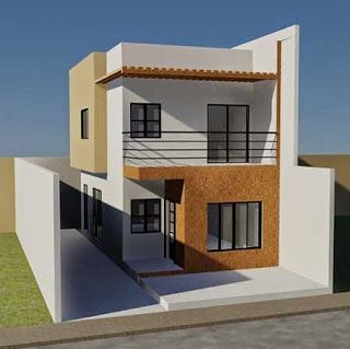 this is a 3d rendering of a two story house with balconyes and balconies