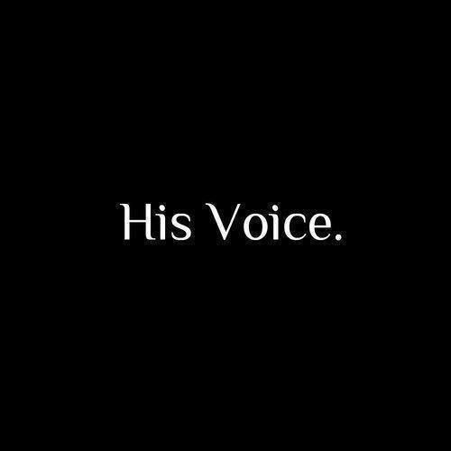 the words his voice are black and white