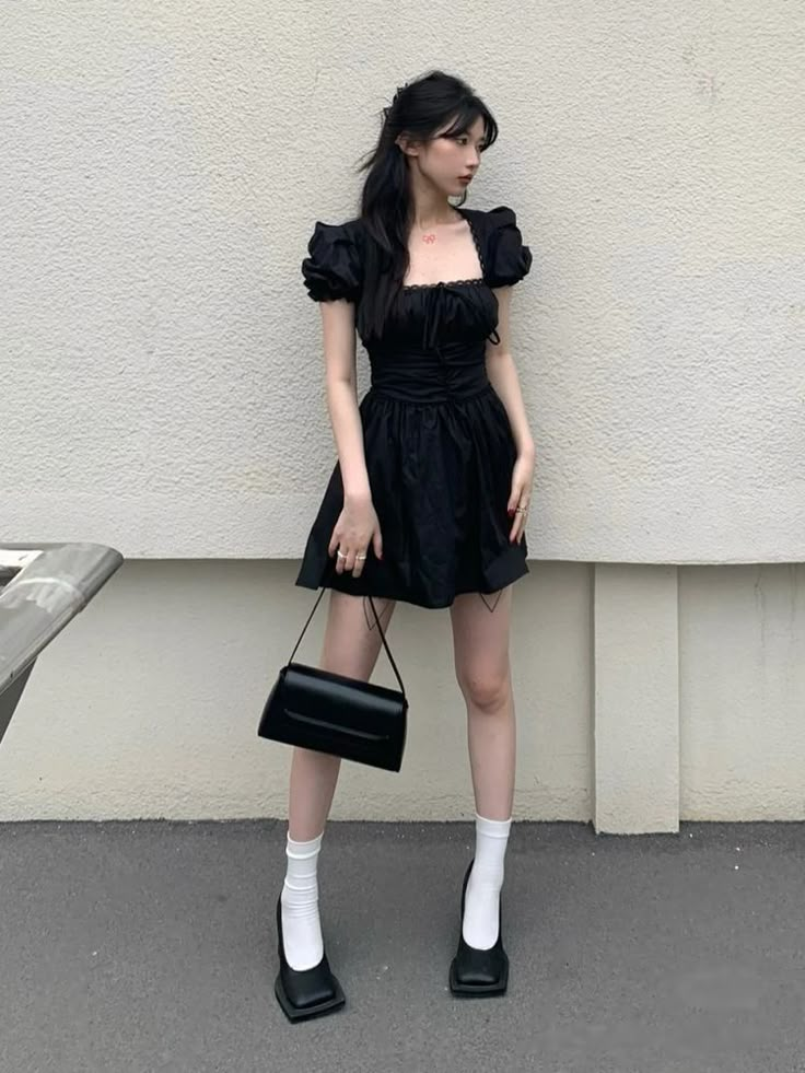 ⿻ black and white aesthetic ; outfit inspo ; dress ; feminine // 『𝑐𝑟𝑒𝑑𝑖𝑡𝑠 𝑙𝑖𝑛𝑘𝑒𝑑』 Black And White Aesthetic Outfit, White Aesthetic Outfit, Outfit Inspo Dress, Black Dress Aesthetic, White Dress Outfit, Dress Feminine, Aesthetic Dress, The Little Black Dress, Black Dress Outfits