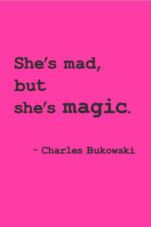 a pink background with the words she's mad, but she's magic