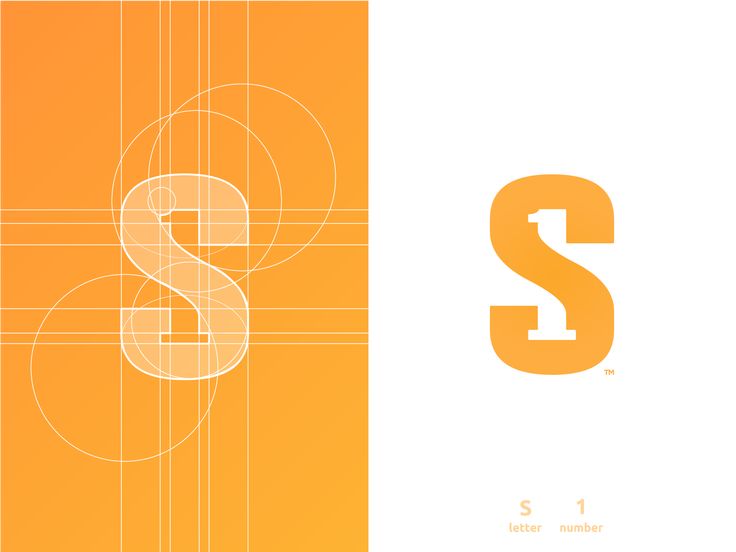 the letter s is made up of overlapping lines and shapes, with an orange background