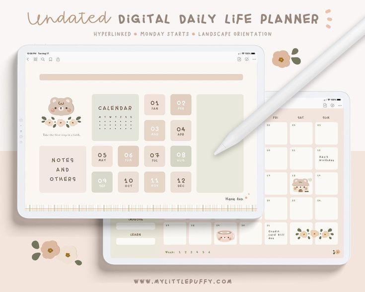 Free Digital Planner Templates Cute Digital Planner, Kawaii Planner, Undated Daily Planner, Goodnotes Planner, Perfect Planner, Planner Pdf, Digital Notebooks, Journal Template, Planner Paper