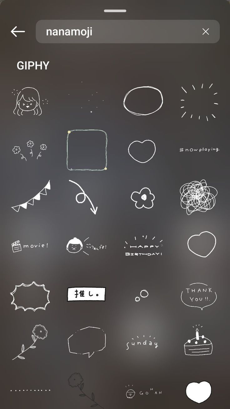 an iphone screen with doodles on it and the words gipphy written in different languages