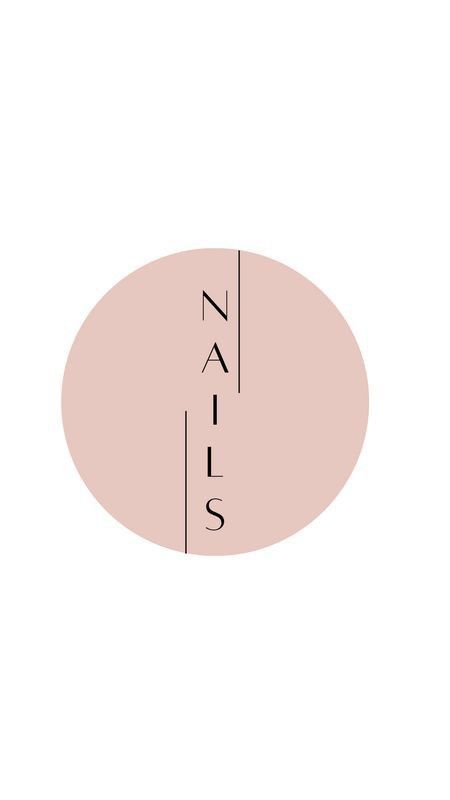 a pink oval with the word nails written in black on it, and an image of a