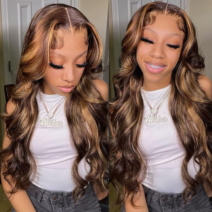 PRICES MAY VARY. Highlight lace front wig natural hairline with baby hair, super silky and bouncy, healthy and clean, neat and tight, very soft and comfortable against skin! Highlight wigs for black women is made of Heat Resistant fiber hair, but she has human hair soft touching, and healthy hair luster. can be heated within 320F, ​So u can make the deep wave hair to be natural wave wig Adjustable elastic band and hair clips provide you best wearing experiences. Size of wig cap is 21”-32”，suitab Highlight Wig, Brazilian Hair Wigs, Indian Human Hair, Human Hair Color, Short Curly Wigs, Brazilian Remy Hair, Lace Front Human Hair Wigs, Curly Lace Front Wigs, Hair Color Highlights