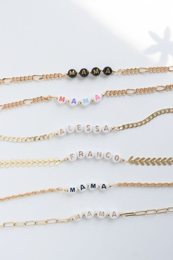 Custom Name Bracelets M A T E R I A L S: • Chains: 18k Gold Plated • Beads 18K Gold Plated over Brass • It is made with cable very good quality!! …………………………………. SIZE • Bracelet size: approximately 6.5 inches (small/medium) , 7 inches (medium/large), 8 inches (Large/ Extralarge) • Beads: 4 mm aprox • Letters: 7mm Name Bracelets, Figaro Chains, Name Bracelet, White Letters, Black Letter, Gold Letters, Cuban Chain, Rope Chain, Bracelet Sizes