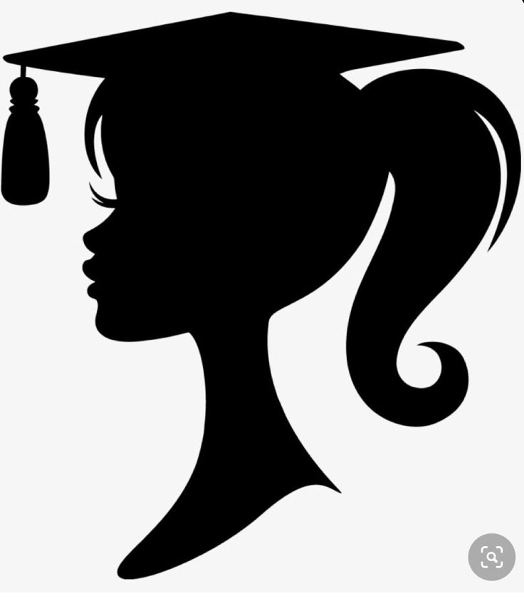 the silhouette of a woman wearing a graduation cap