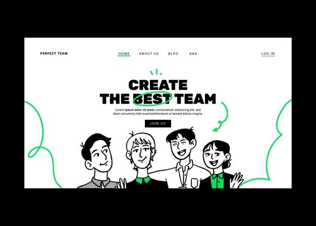 the website design for project team, which is designed to look like it has three people standing