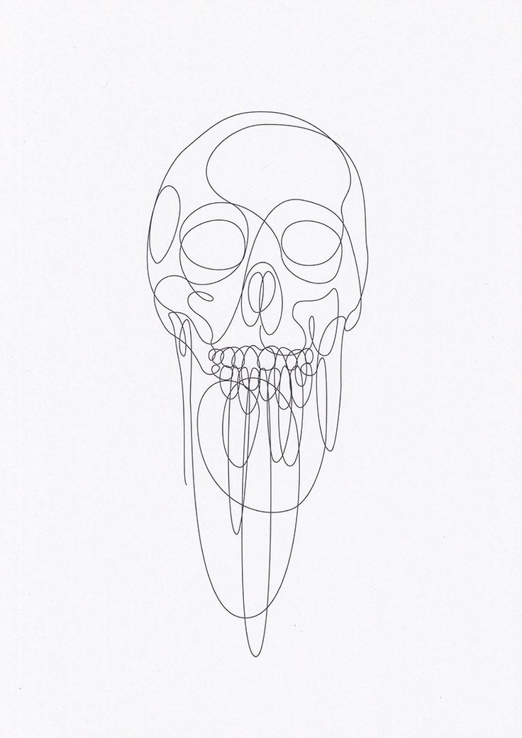 a black and white drawing of a skull with blood dripping from it's mouth