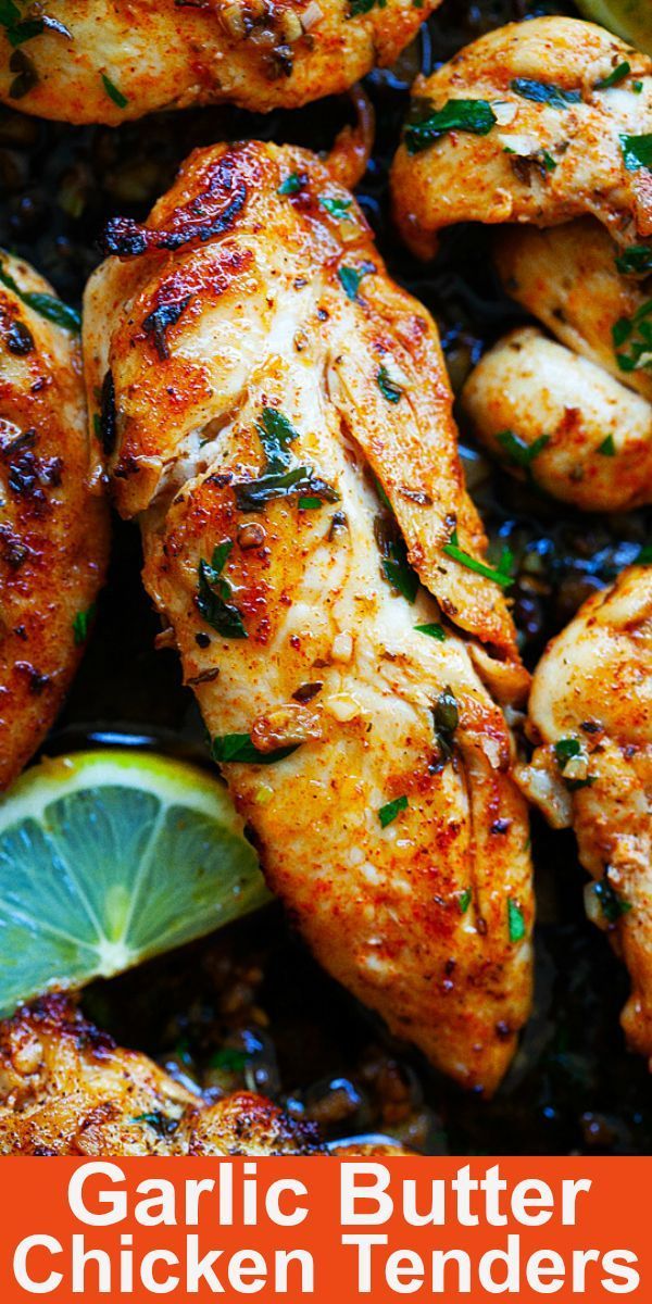 grilled chicken with lemons and herbs in a skillet, ready to be eaten