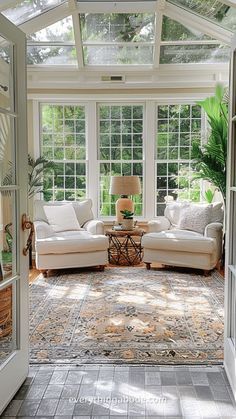 #homedecor, #interiordesign, #homedesign, #decor inspiration Seasonal Room Ideas, Conservatory Sitting Room, Sunroom In House, Added Sunroom Room Additions, Sunroom Large Windows, Solarium Furniture Ideas, 10x10 Sunroom Ideas, Add Sunroom To House, Chaise Lounge Sunroom