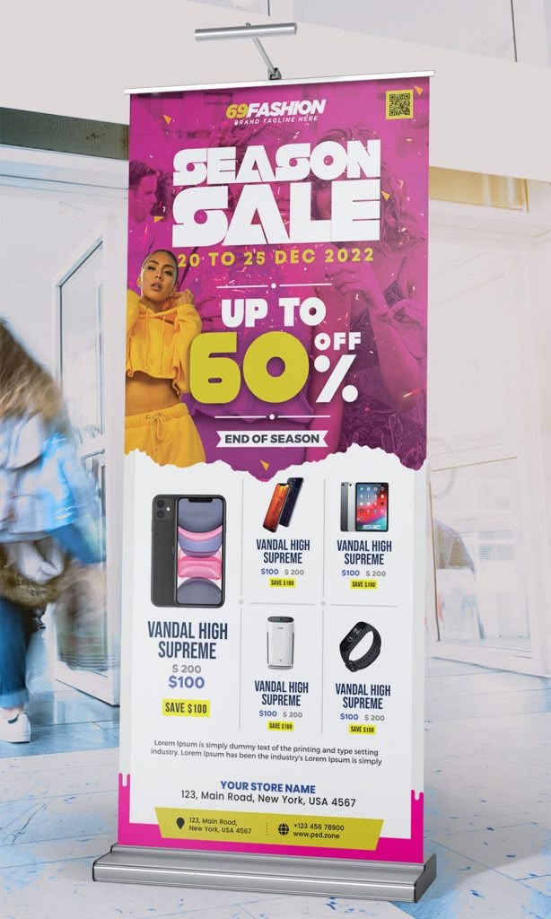 an advertisement for the season sale is displayed