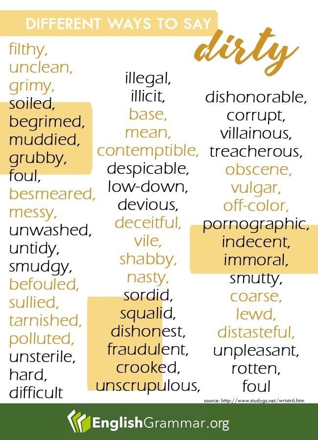 different ways to say dirty in english