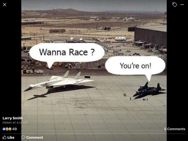 two jets sitting on top of an airport tarmac with speech bubbles saying wanna race? you're on