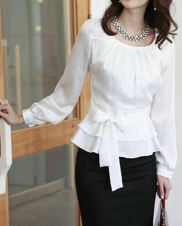 Cute Blouses, Pleated Bodice, Business Outfit, Mode Inspiration, White Blouse, Outfit Casual, Fashion Lover, Look Fashion, Sewing Tutorials