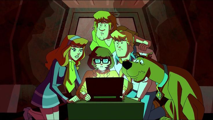 the scooby gang is looking at their laptop