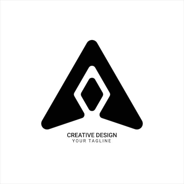 the logo for creative design is designed in black and white with an abstract triangle shape