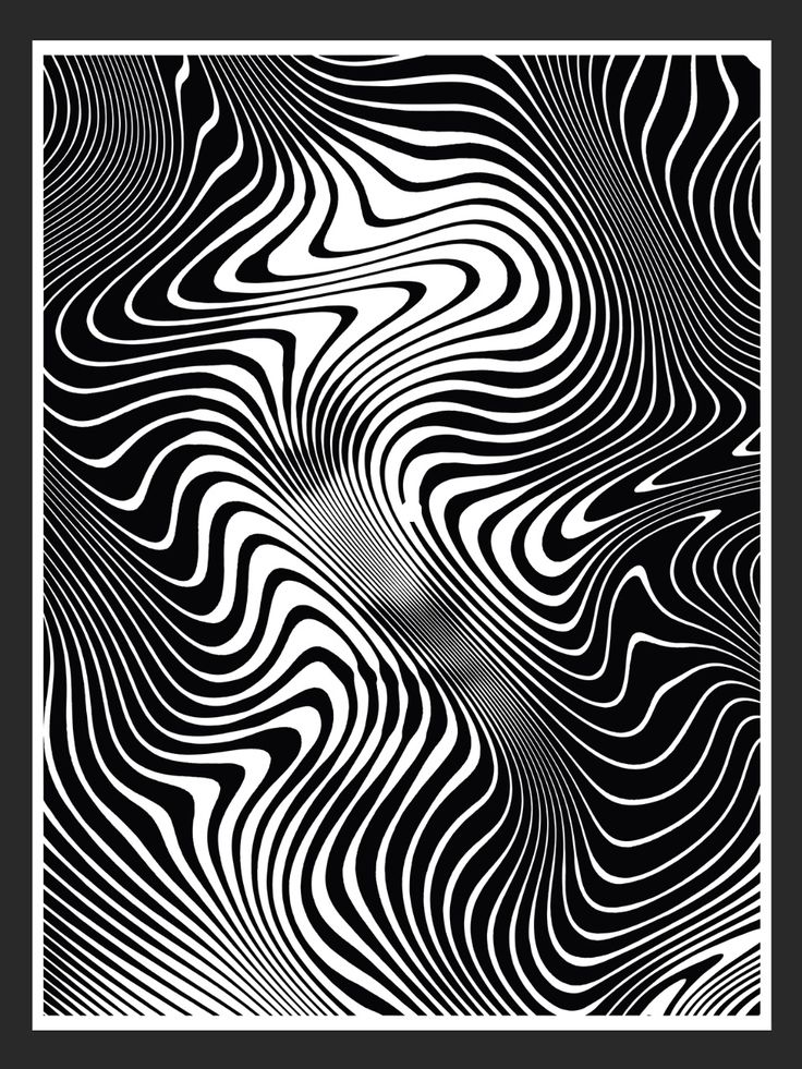 an abstract black and white pattern with wavy lines in the center, as if it is moving