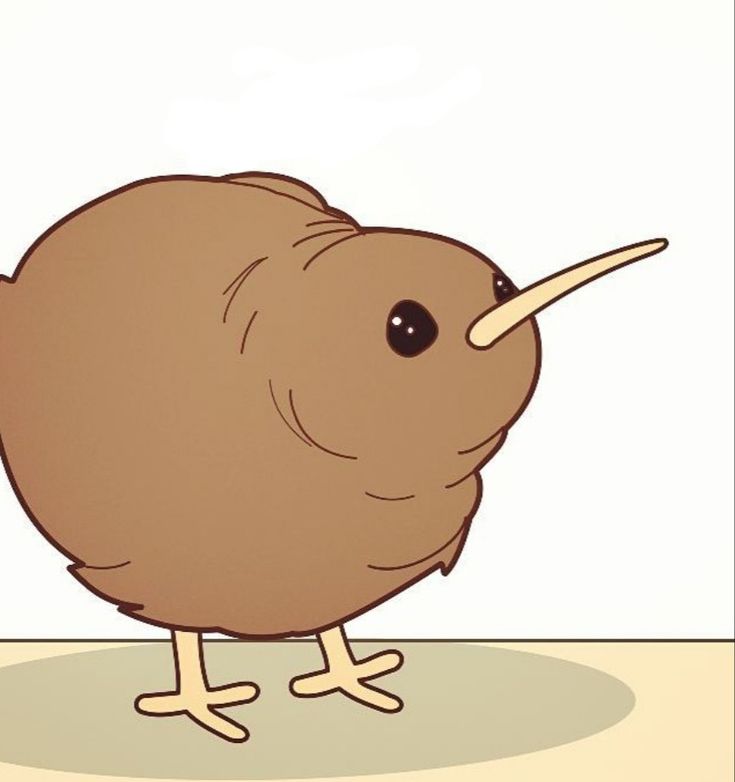 a cartoon kiwi is standing on one leg