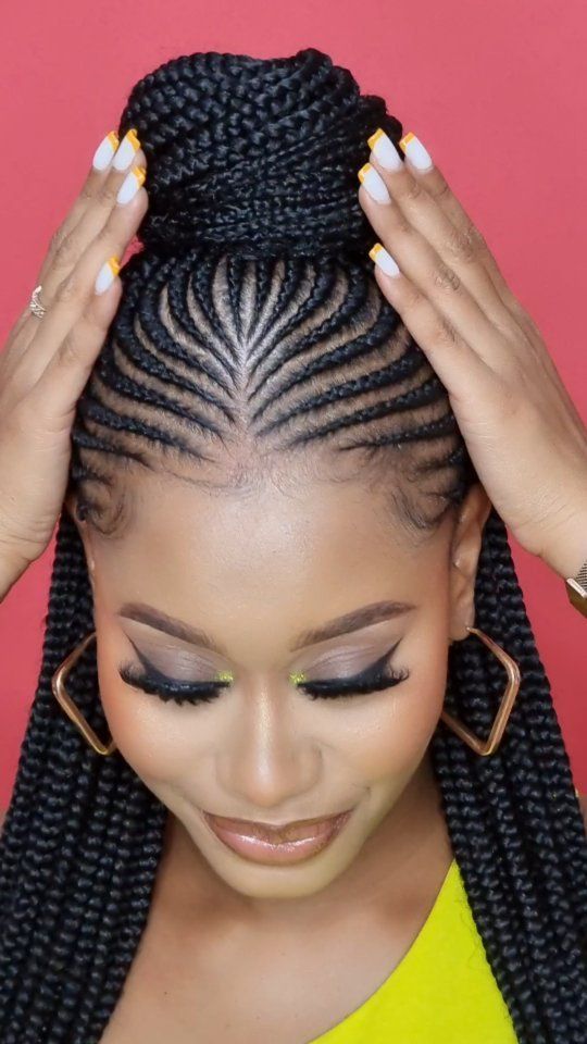 Corn Rolls And Box Braids, Mwongezo Lines Hairstyles, African Braids Hairstyles 2024, Pencil Lines Braids Styles, Cornrow Ponytail With Curls, Abuja Lines Hairstyles Braids, Cornrows With Twists In The Back, Corn Rolls Braids Hairstyles Black Women, Ghanian Lines Hairstyles Latest