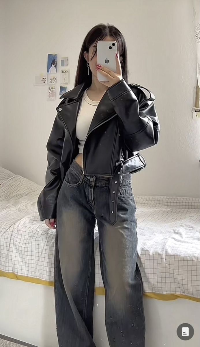 Winter Fashion Outfits Casual, Leather Jacket Outfits, Easy Trendy Outfits, Mode Inspo, Mode Vintage, Korean Outfits, Looks Style, Casual Style Outfits, Mode Inspiration