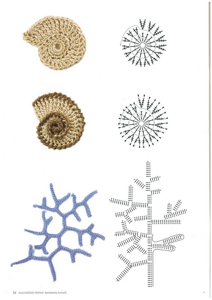 four different types of crochet patterns on white paper