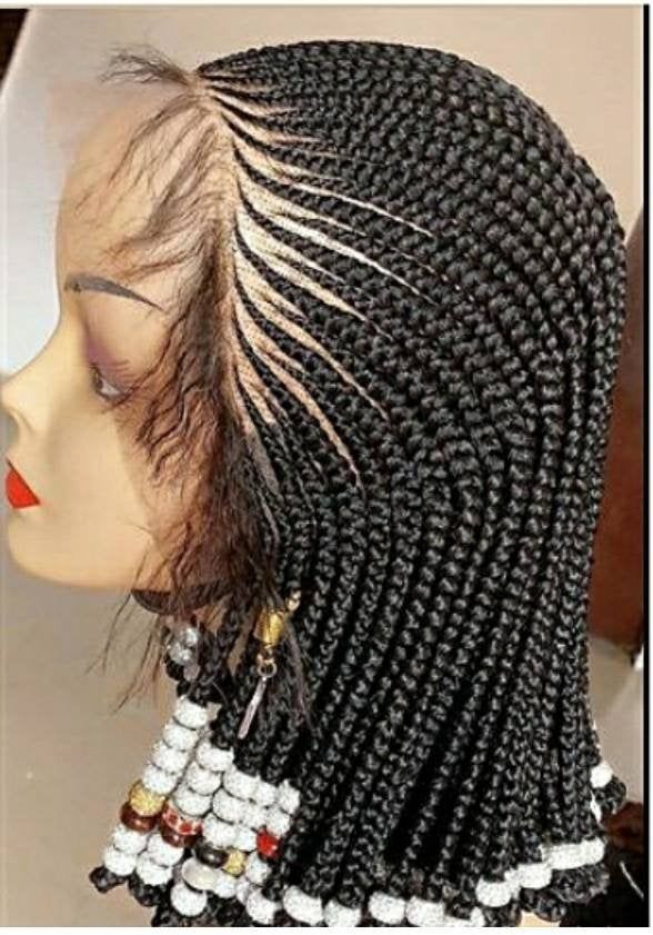 Handmade braided wig, very natural looking,we make to suits all head sizes. The frontal are complete natural. Long lasting when well maintained. It can be cleaned with lukewarm water Made with a frontal hair part and net wig cap underneath. Prompt delivery Bob Braids Hairstyles, Frontal Hair, Afro Braids, Natural Hair Short Cuts, Braided Wigs, Twist Braid Hairstyles, Frontal Hairstyles, Braids With Beads, Braided Wig