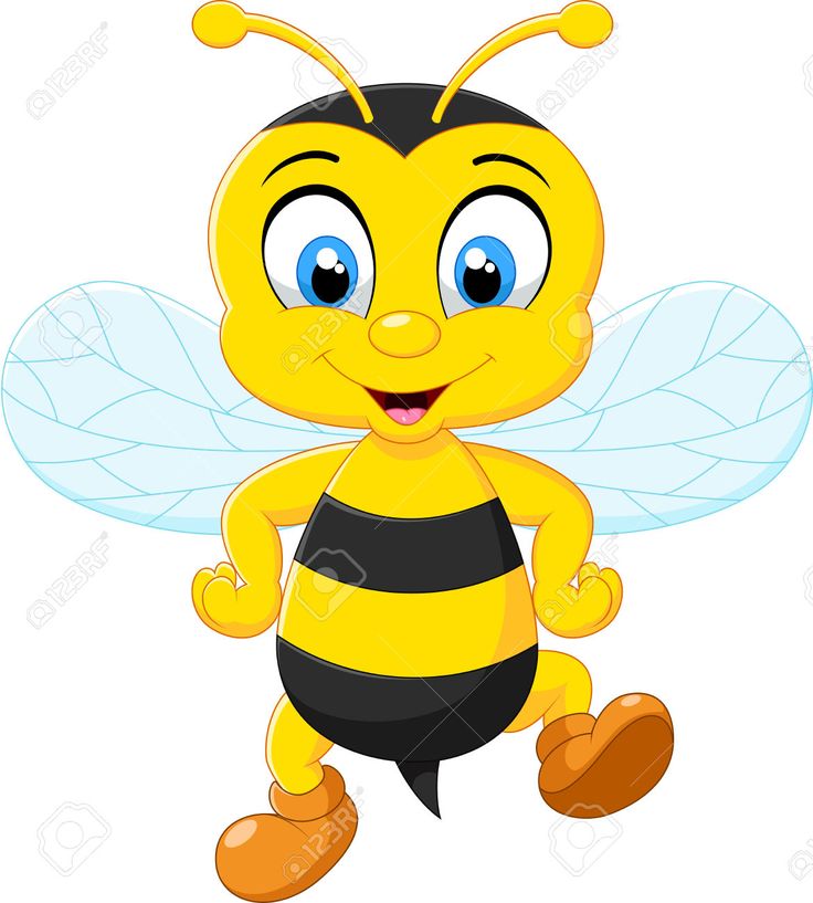 a cartoon bee holding a wooden stick