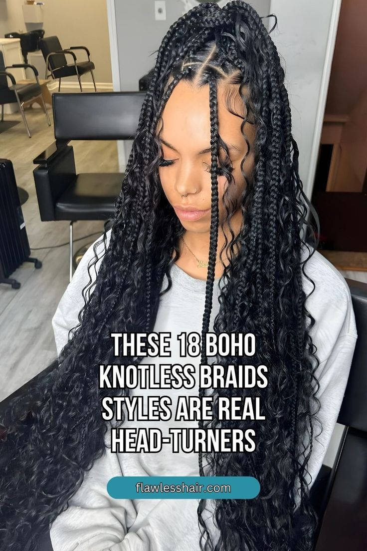 Half-Up Ponytail Knotless Boho Braids Boho Braids Box Braids, Braided Hairstyles For Black Women Boho, 72 Inch Knotless Braids, Braid Extention Hairstyles, Triangle Knotless Box Braids Medium, Boho Braids Styles Ideas, Boho Knotless Braids Hairstyles Ideas, Boho Braid Hairstyles For Black Women, Boho Braid Style Ideas