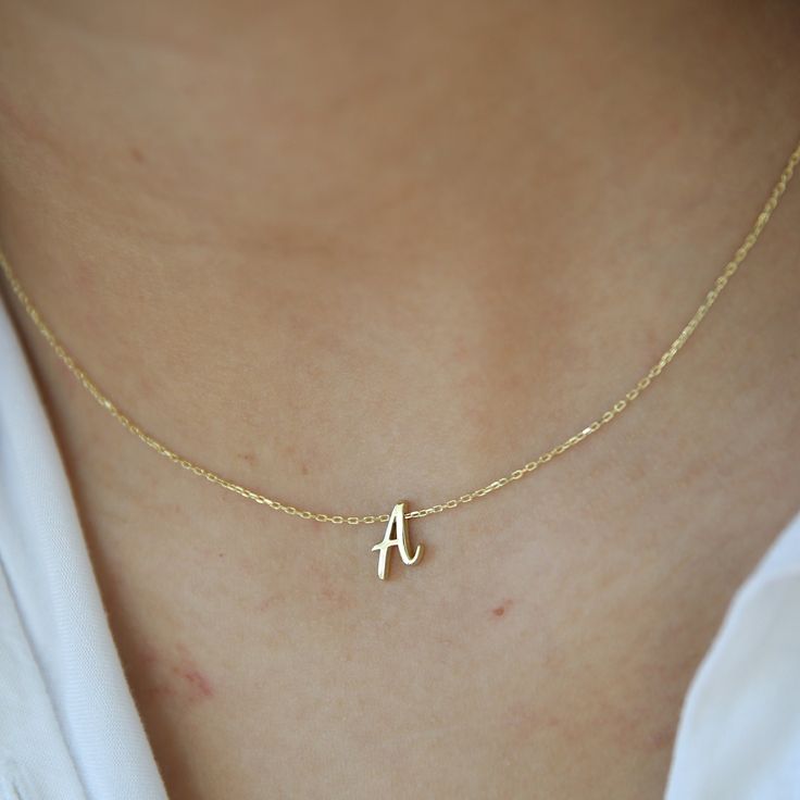 A Letter Necklaces, Letter A Gold Necklace, Letter Gold Necklace, Letter A Jewelry, A Necklace Initial, Gold Letter Necklace Initials, Necklace Letter Initials, A Necklace Letter, Necklace For Girlfriends