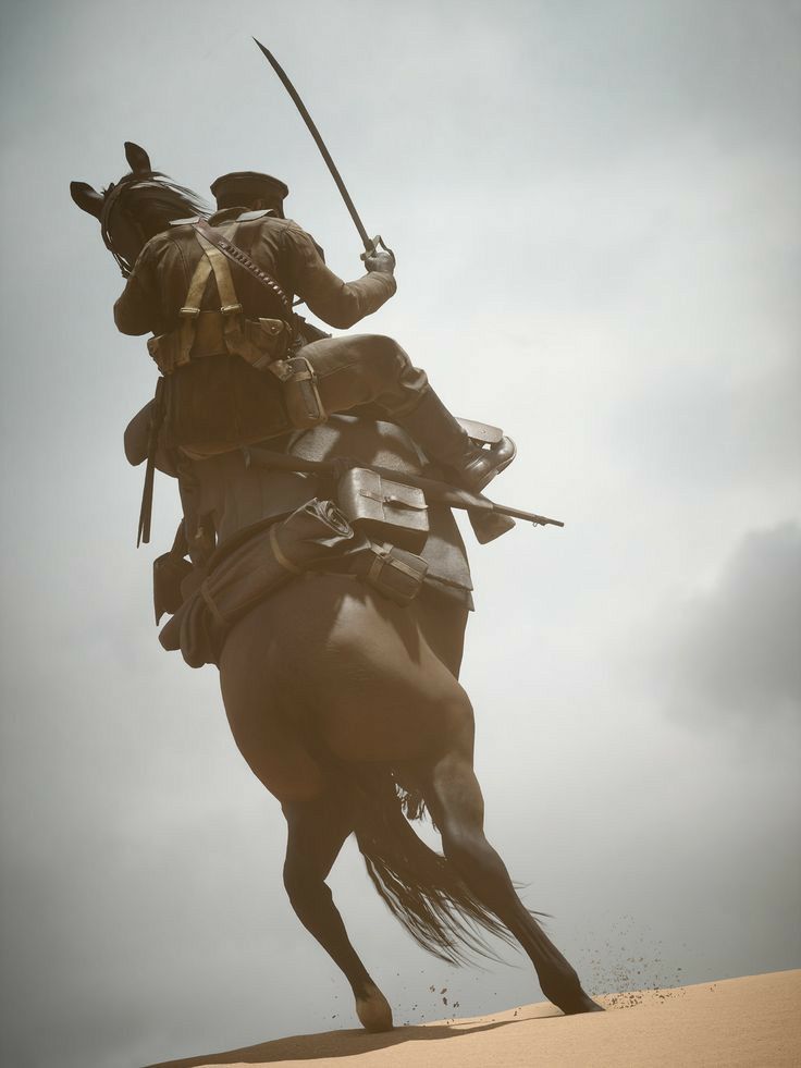 a man riding on the back of a brown horse