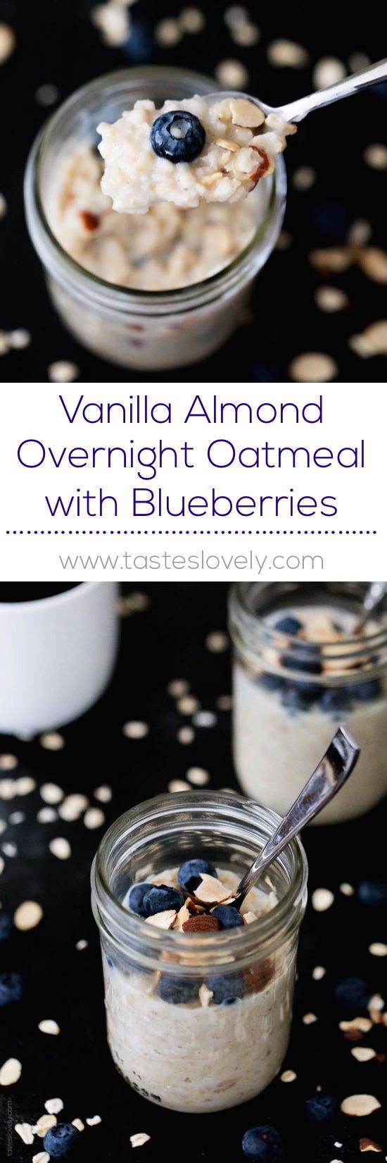 vanilla almond overnight oatmeal with blueberries