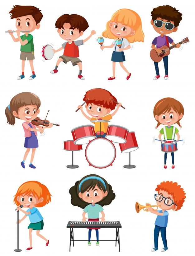 kids playing musical instruments and singing