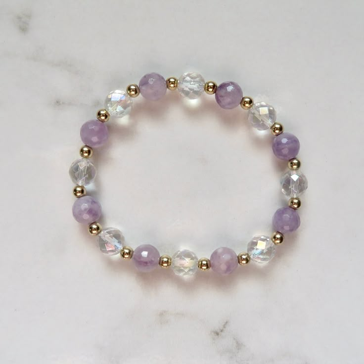 Crystal Beaded Bracelets Swarovski, Bracelets Crystal Beads, Lavender Amethyst Beaded Bracelets For Meditation, Healing Lavender Crystal Bracelet With Gemstones, Spiritual Lavender Round Beads Crystal Bracelet, Spiritual Lavender Amethyst Crystal Bracelet, Spiritual Lavender Crystal Bracelet With Round Beads, Adjustable Lavender Crystal Bracelet For Healing, Adjustable Lavender Bracelet With Faceted Beads