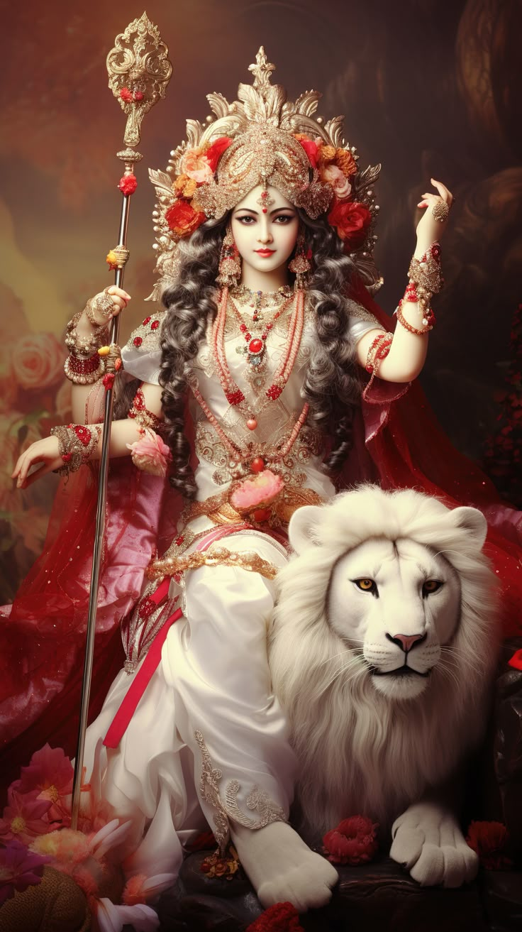 a principal form of the Goddess, also known as Devi and Shakti. Mata Shelputri, Devi Maa Images, Durga Maa Pictures, Maa Ambe, Maa Shakti, Navratri Devi Images, Navratri Devi, Jai Maa Durga, Durga Photo