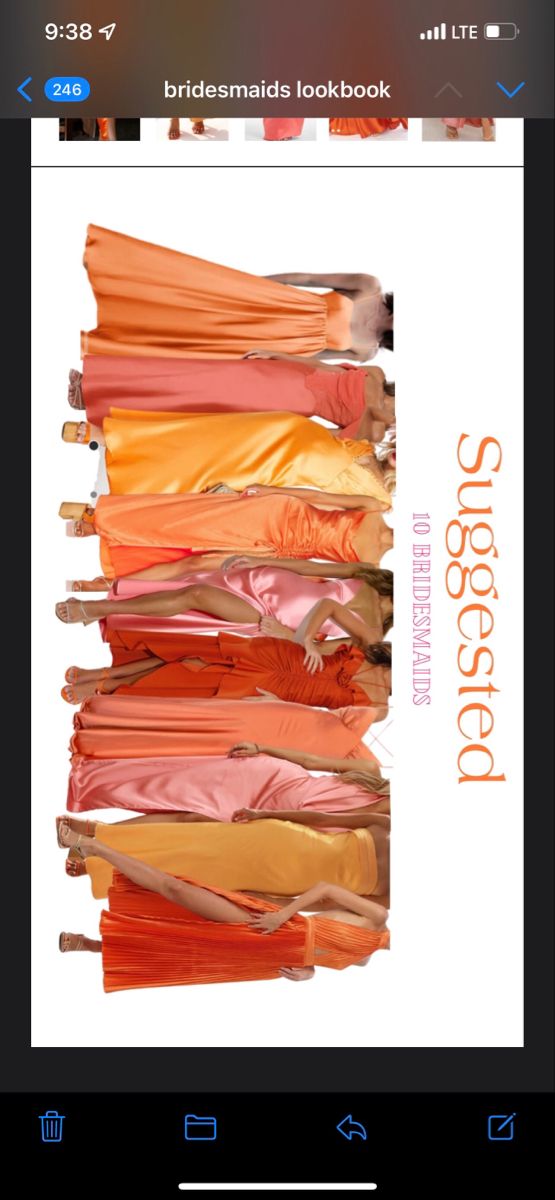 the bridesmaids lookbook - screenshote is displayed on an iphone screen