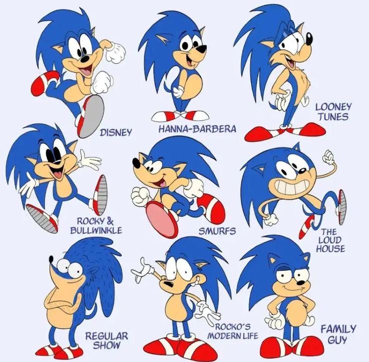 sonic the hedgehog cartoon character poses and expressions for each character in this video game