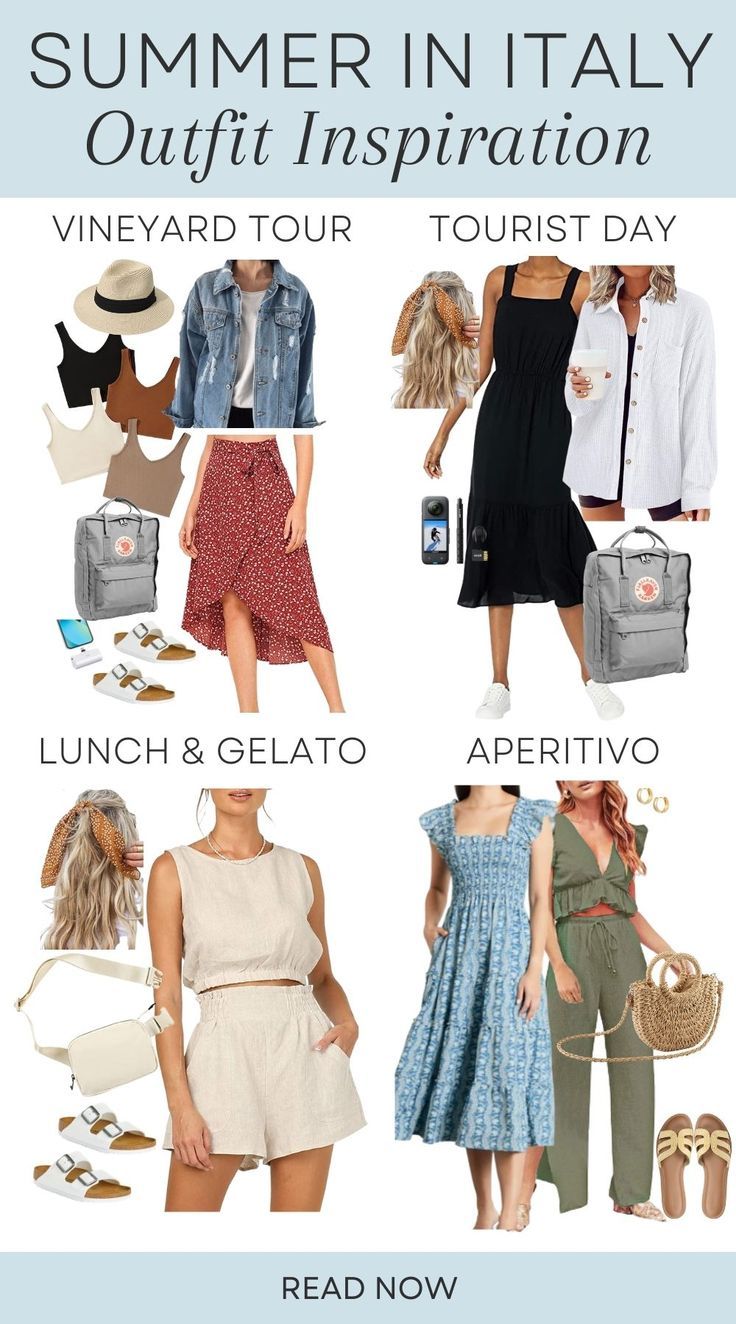 an advertisement for the summer in italy event, with images of different types of clothing and accessories