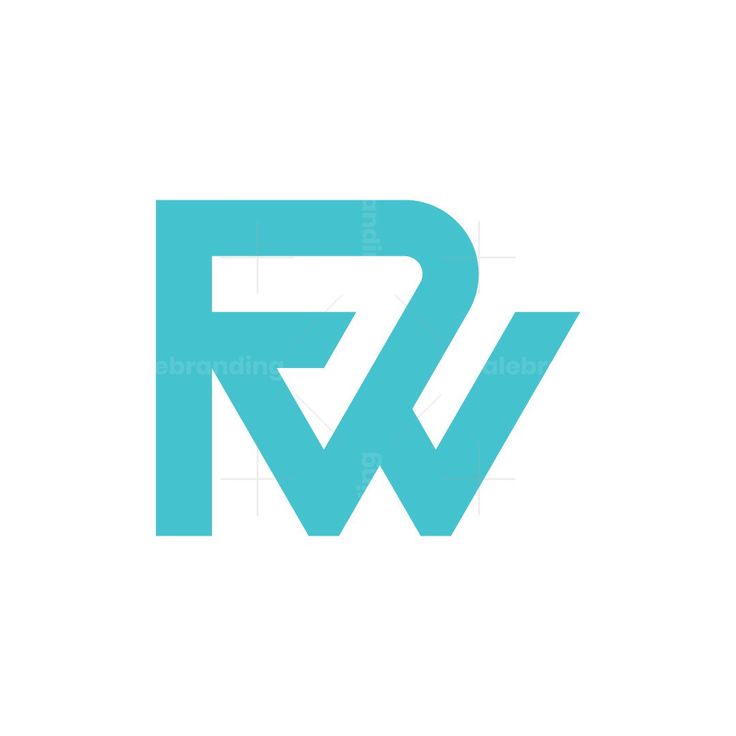 the letter r and w is made up of two letters, one in aqua blue