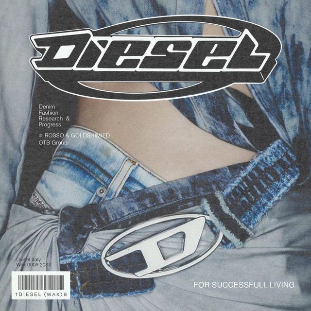 the cover of diesel magazine featuring a woman's stomach and jeans on her belly