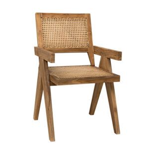 a chair made out of wood and wicker