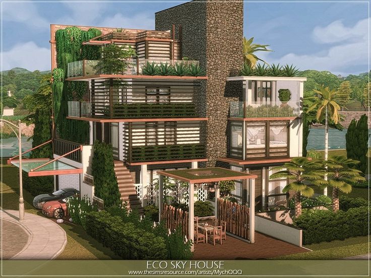 an artist's rendering of a two story house with balconies