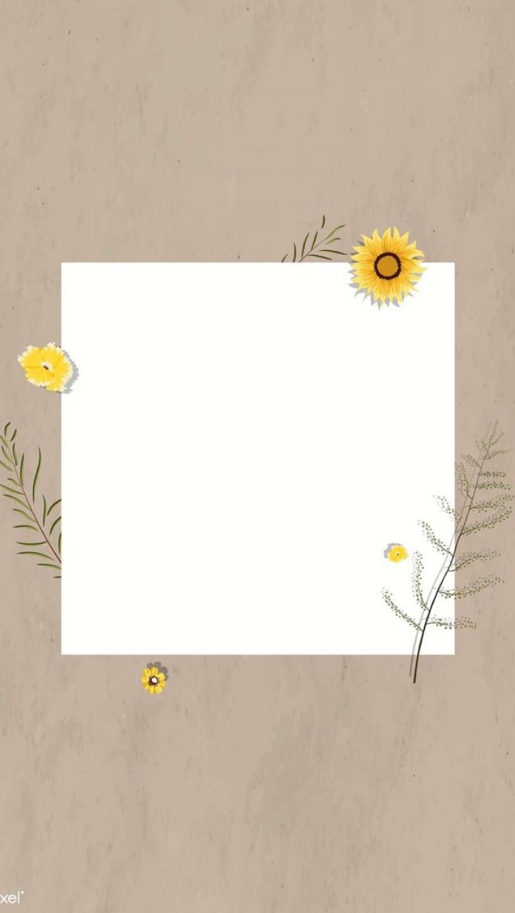 an empty paper with sunflowers and grass on the bottom, in front of a beige background