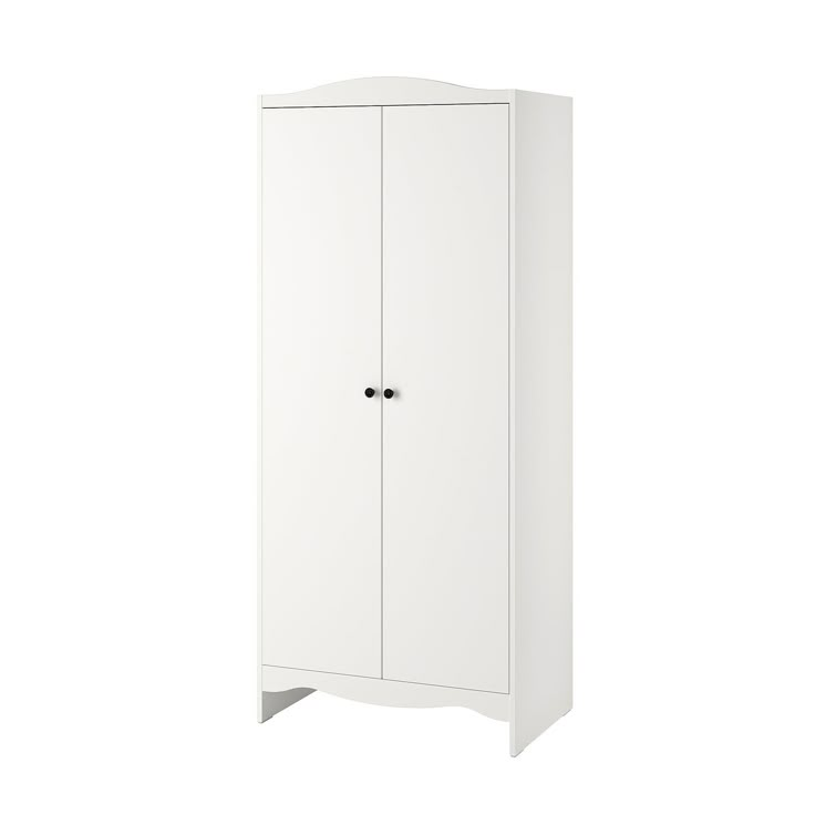 a tall white cabinet with two doors