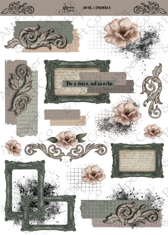 an old fashioned photo frame with flowers and scrolls on the front, in grey tones